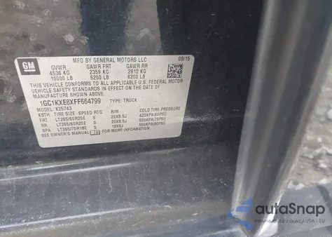 2015 Chevrolet Silverado 2500Hd High Country from USA, damaged, VIN 1GC1KXE8XFF664799